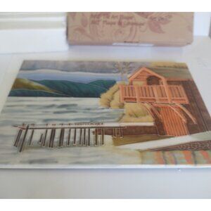 Benaya Ceramics Wall or Table Ceramic Tile 8x12" "Lake Cottage"